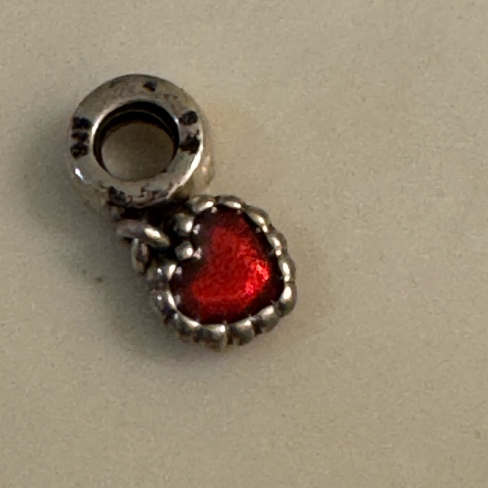 Pandora Silver Bracelet Charm with Red Heart